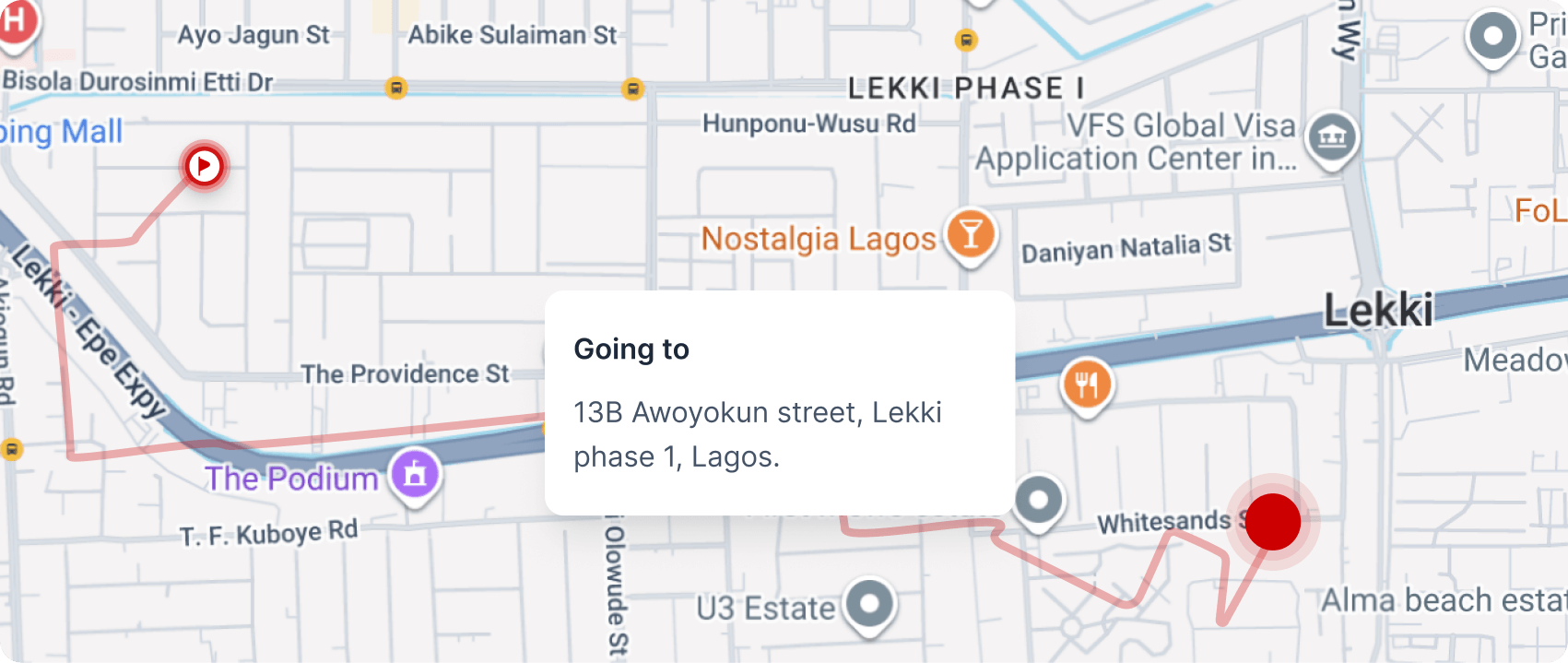 Live delivery route and driver location