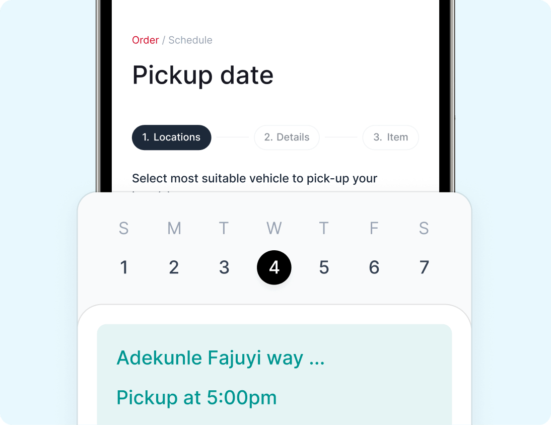 Schedule a pickup date and time