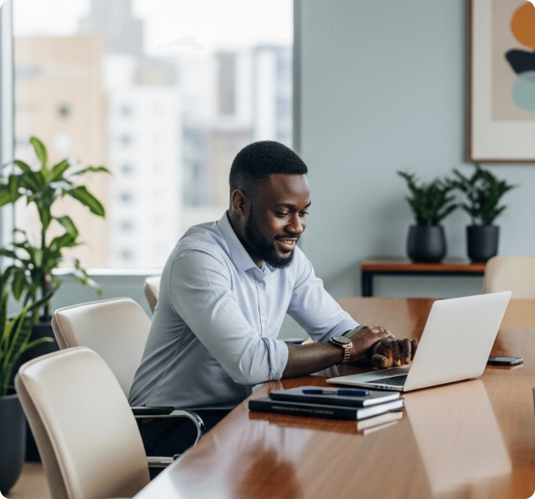Business owner working at his laptop