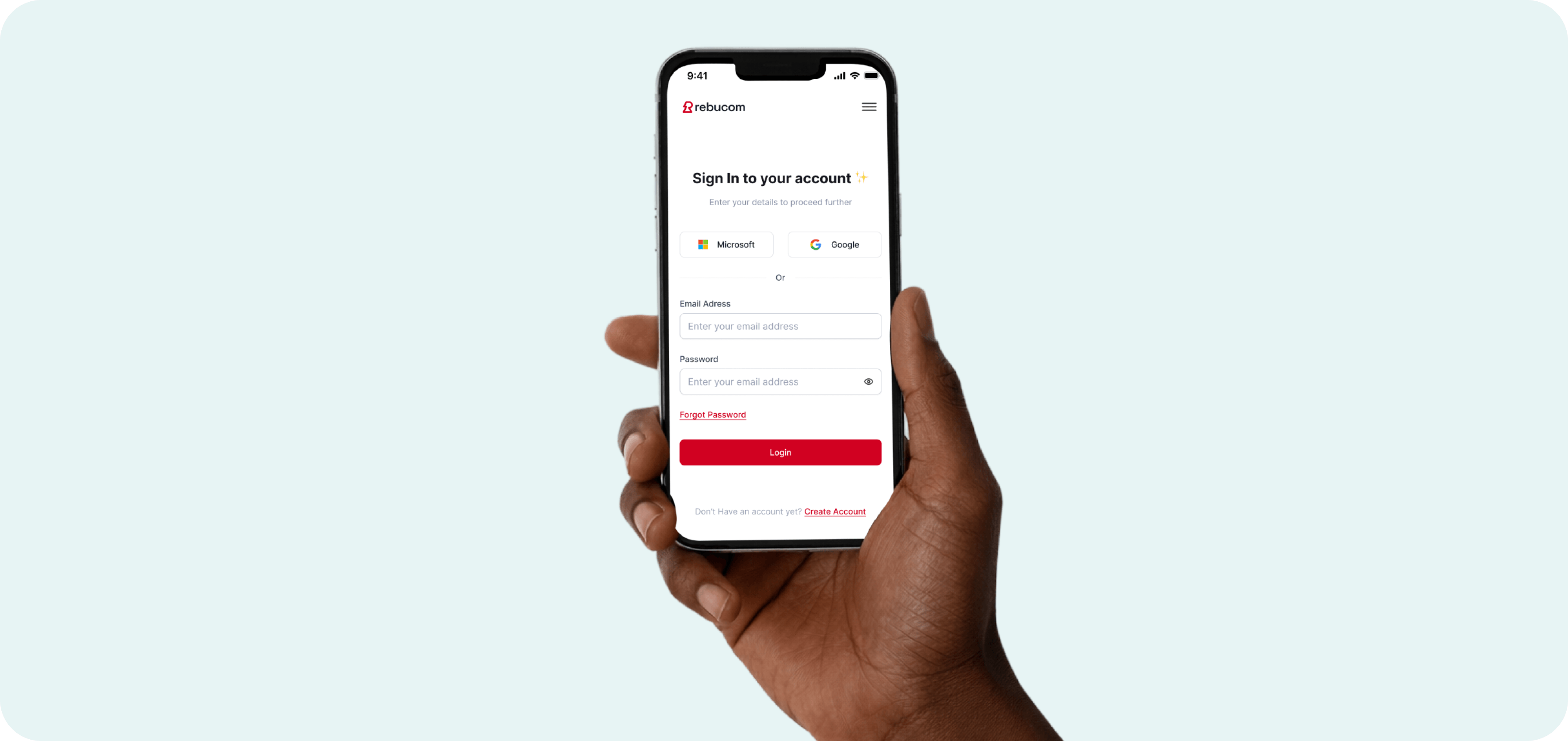 Create a Rebucom account from your phone