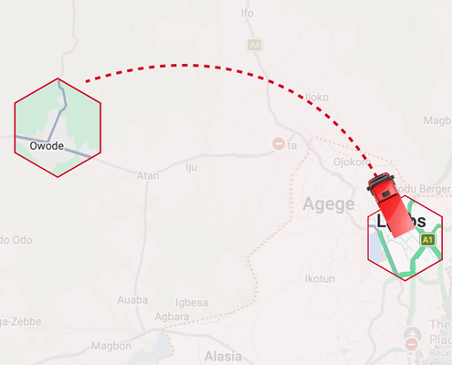 Freight route from Lagos to Owode